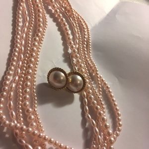 Pink Freshwater pearl 12"  necklace/earrings